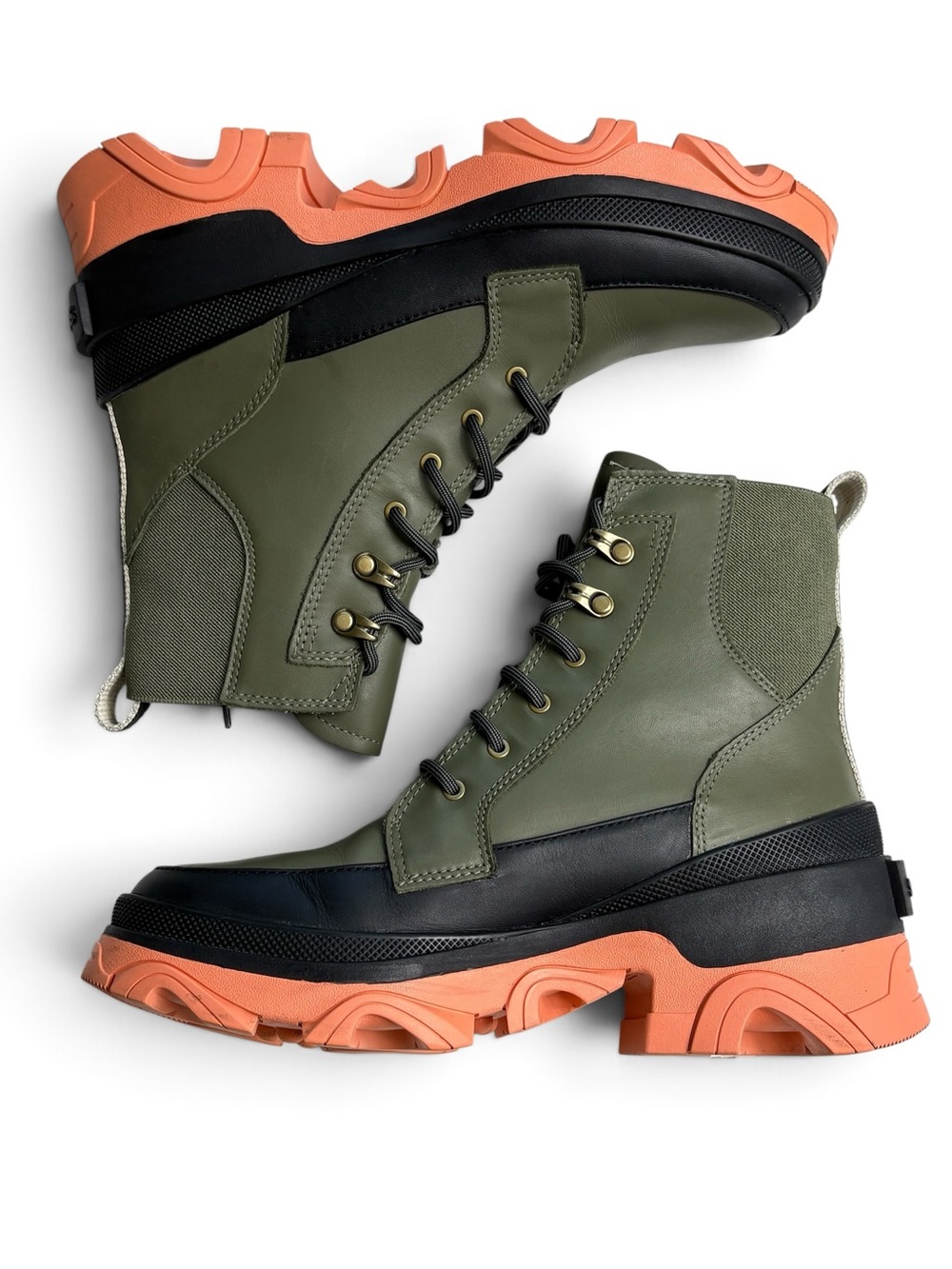 Free People Movement x SOREL Brex Lace Waterproof Boot Olive Orange Sz 8 - Picture 4 of 10